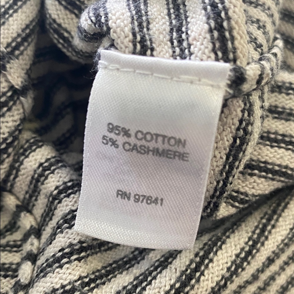 Pure Jill J. Jill Black White Cotton Cashmere Striped asymmetrical hem Sweater S - Picture 10 of 10